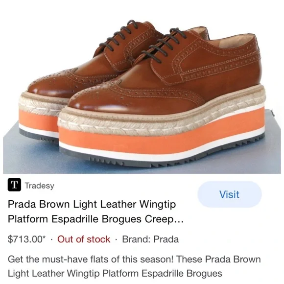 PRADA | Platform Jute Espadrilles Brogues Size 38 - Picture 15 of 16